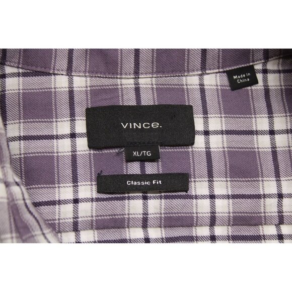 Vince Men's Waterfront Plaid Short Sleeve Shirt Button Down Dusty Sky Sz XL - Picture 4 of 9
